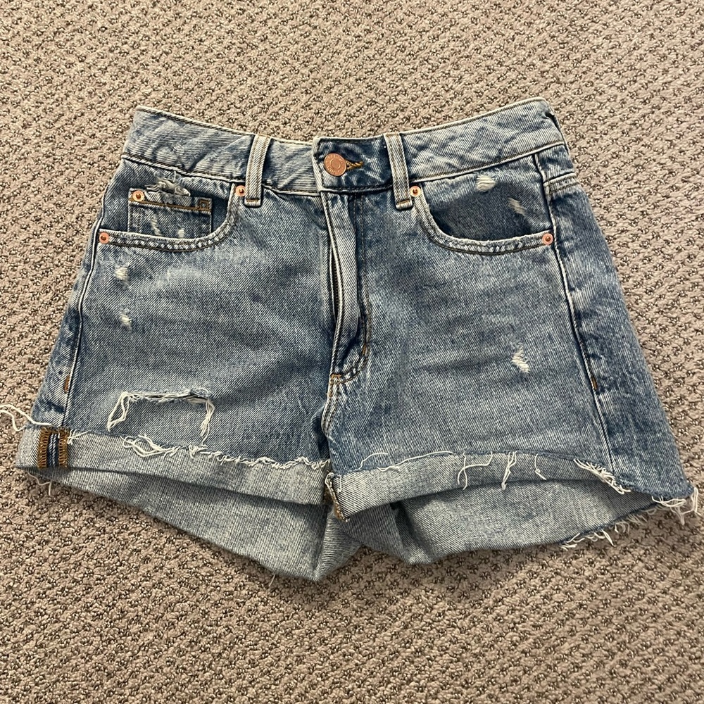 Garage Blue Distressed Jean Shorts